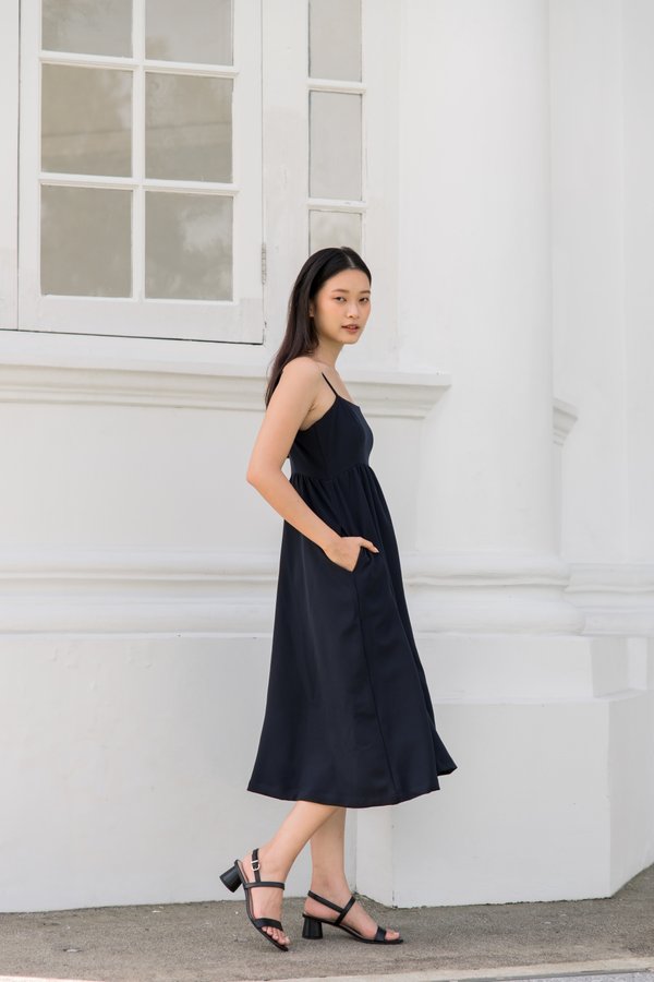 Valeria Midi Dress in Navy Blue