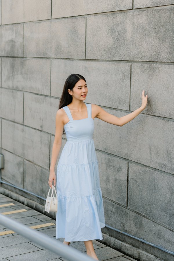 Reine Maxi Tiered Dress in Powder Blue