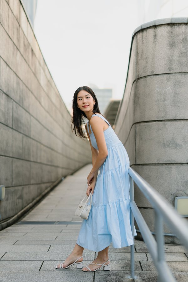 Reine Maxi Tiered Dress in Powder Blue