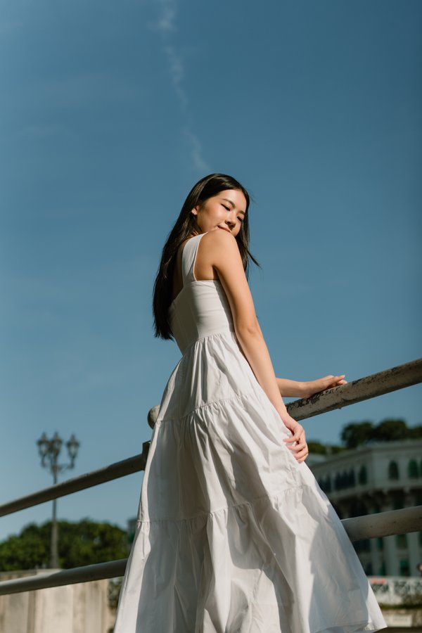 Reine Maxi Tiered Dress in White